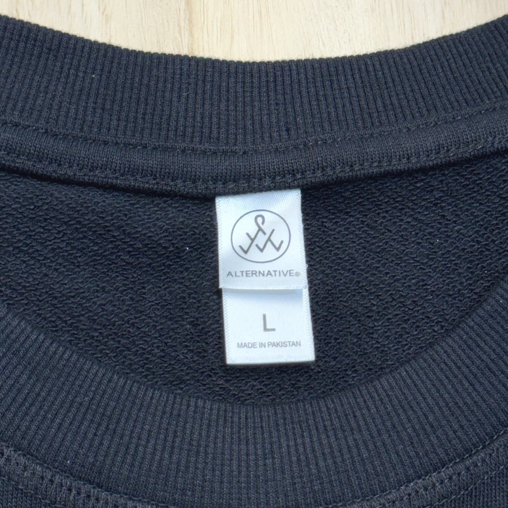 Alternative Apparel‎ Black Raglan Sweatshirt High Low Raw Hem Large Womens NWOT - Picture 8 of 11